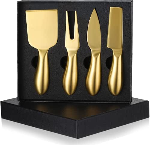 Funnymoom 4 Pcs Gold Cheese Knives Set, Stainless Steel Cheese