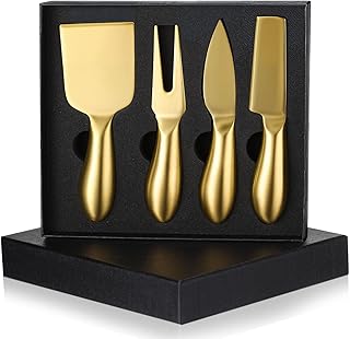 4 Pcs Gold Cheese Knives Set Stainless Steel Cheese Tools with Cheese Slicer and Cheese Cutters for Kitchen Cheese Board Knife Set for Kitchen Charcuterie Board Accessories Housewarming Gift