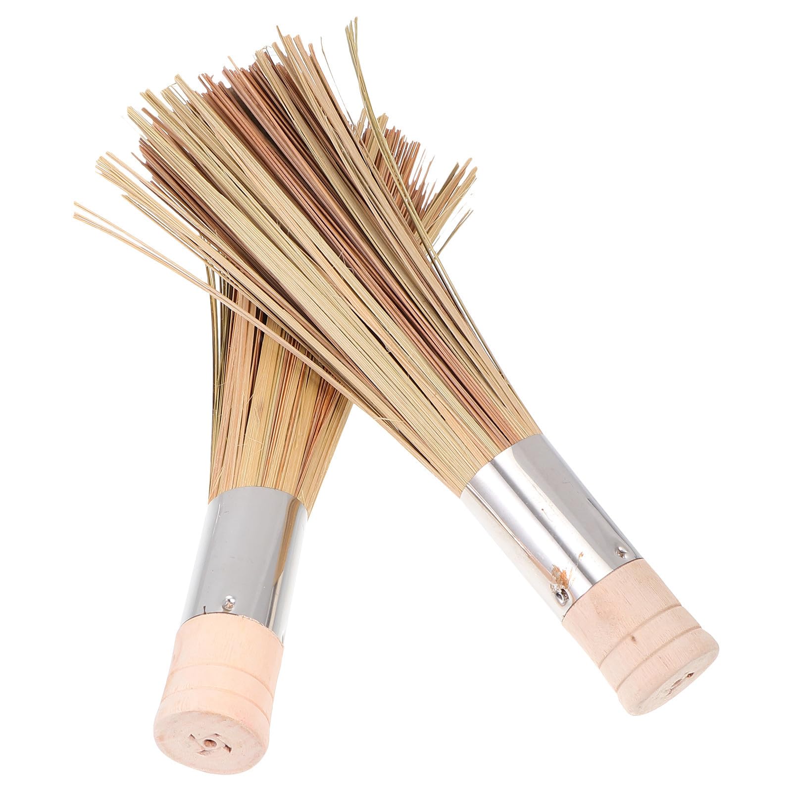 Cepillos de limpieza para cocina de bambú y madera SHINEOFI con mango largo pack de 2 piezas