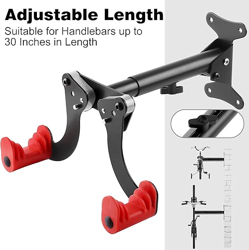 Miniatura 4 de Auwey Soporte de pared para bicicleta, soporte para bicicleta, para garaje, almacenamiento de bicicletas, montaje en pared, soporte para bicicleta,