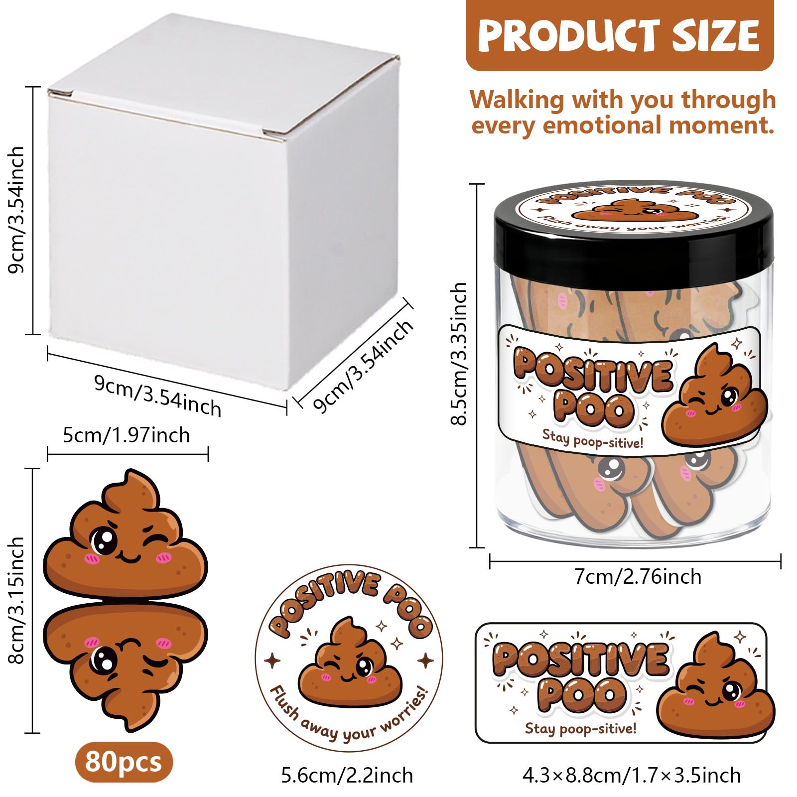 MAYJOYDIY Positive Poo Jar 80 Affirmation Cards for Women Men Positive Emotional Support Jar 7 x 8.5cm Funny Poop Desk Accessories Gift for Family Corwoker Friends Teacher Students - Image 2