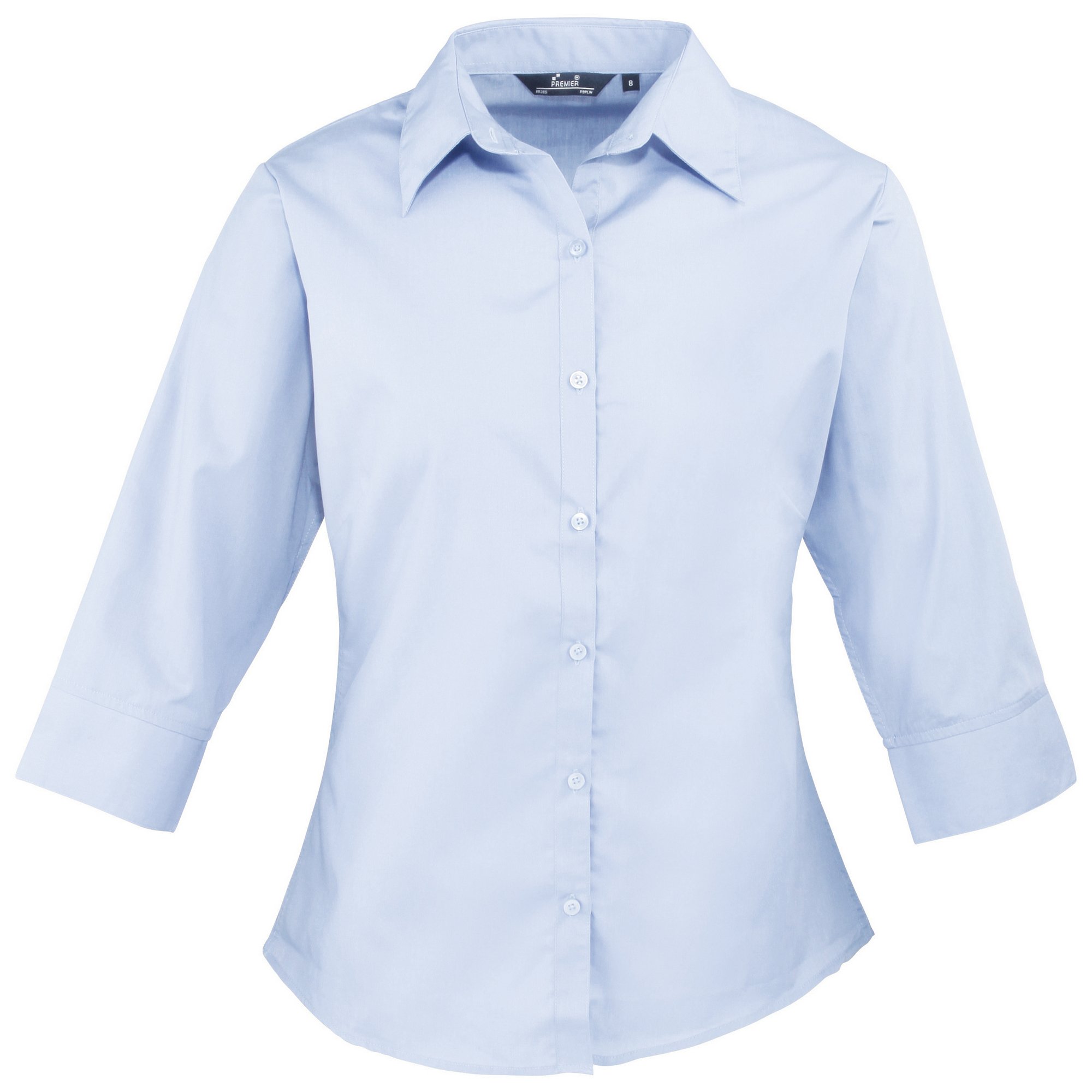 Premier Ladies 3/4 Sleeve Poplin Blouse Light Blue 22
