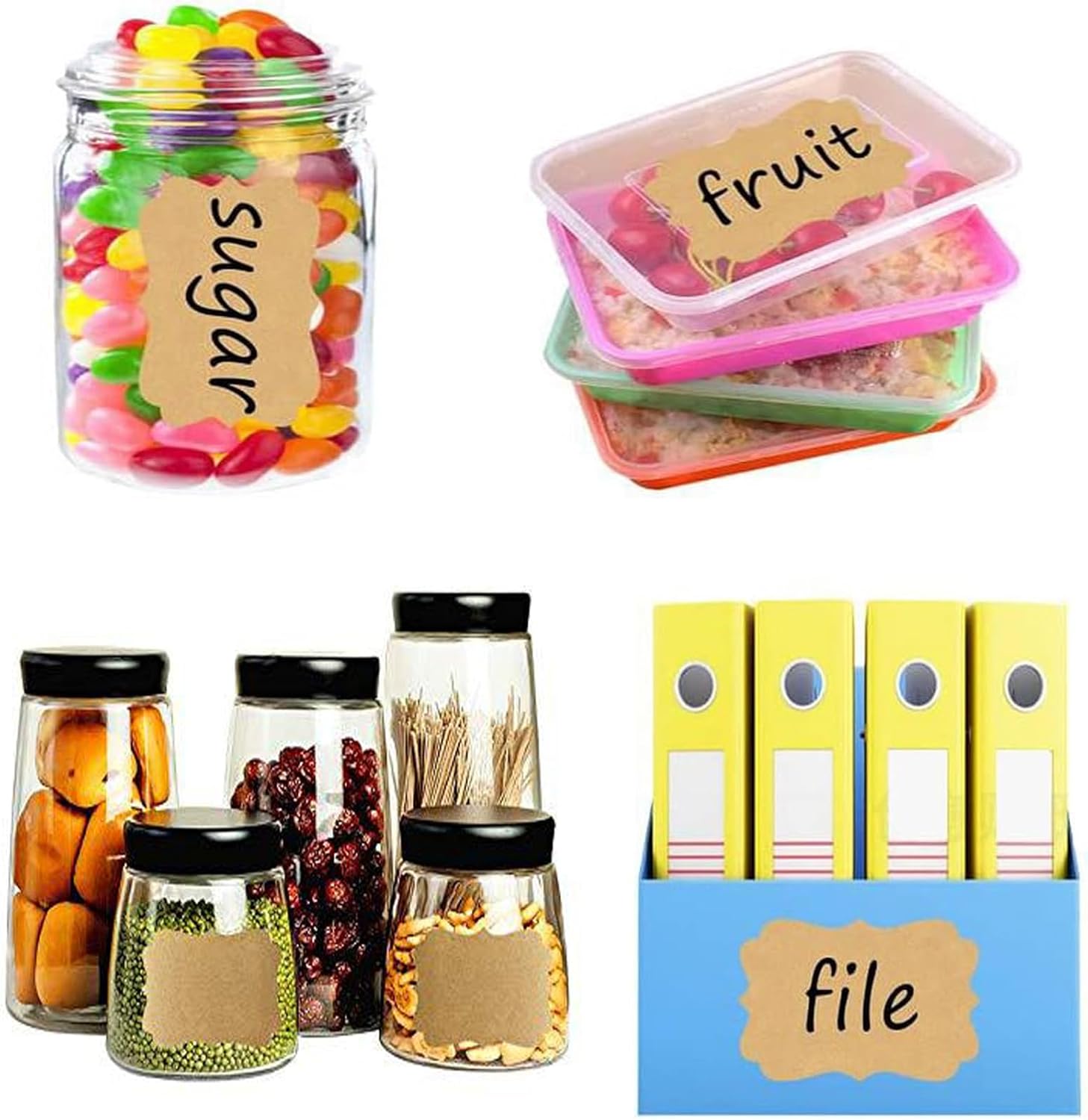 300PCS Canning Labels Name Tags Stickers, Kraft Paper Gift Tags Blank Self-Adhesive Handmade Jar Labels Sticker Write on for Storage Bins,Mason Jars,Food Containers,Canning Jars Christmas Gifts - Image 7