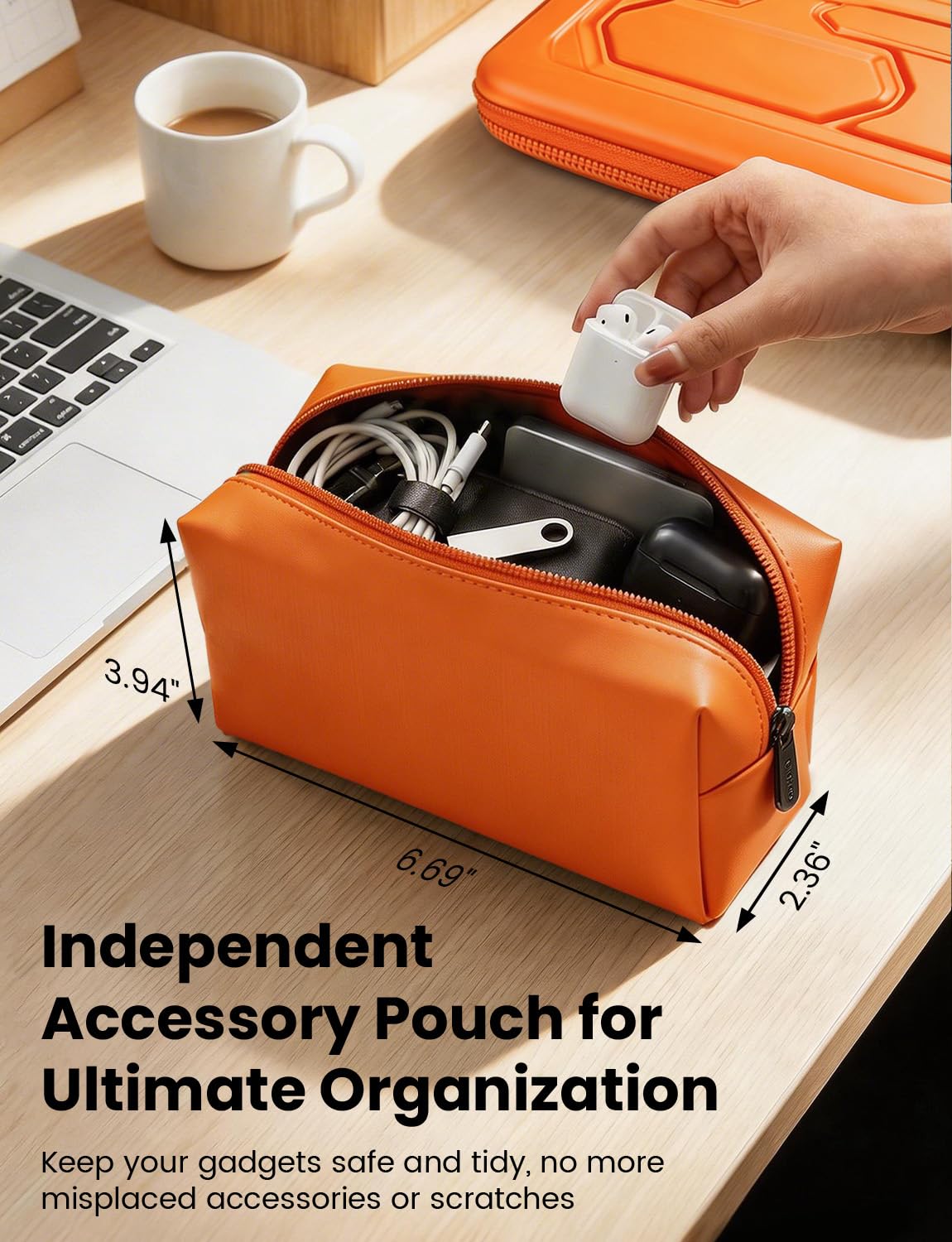 DOMISO Custodia protettiva per laptop da 15,6", con borsa per accessori, antiurto, impermeabile, in EVA, per Yoga 720, IdeaPad 310, 320, ThinkPad T570/Legion 5 Gen 6/HP Envy da 15/15,6", arancione