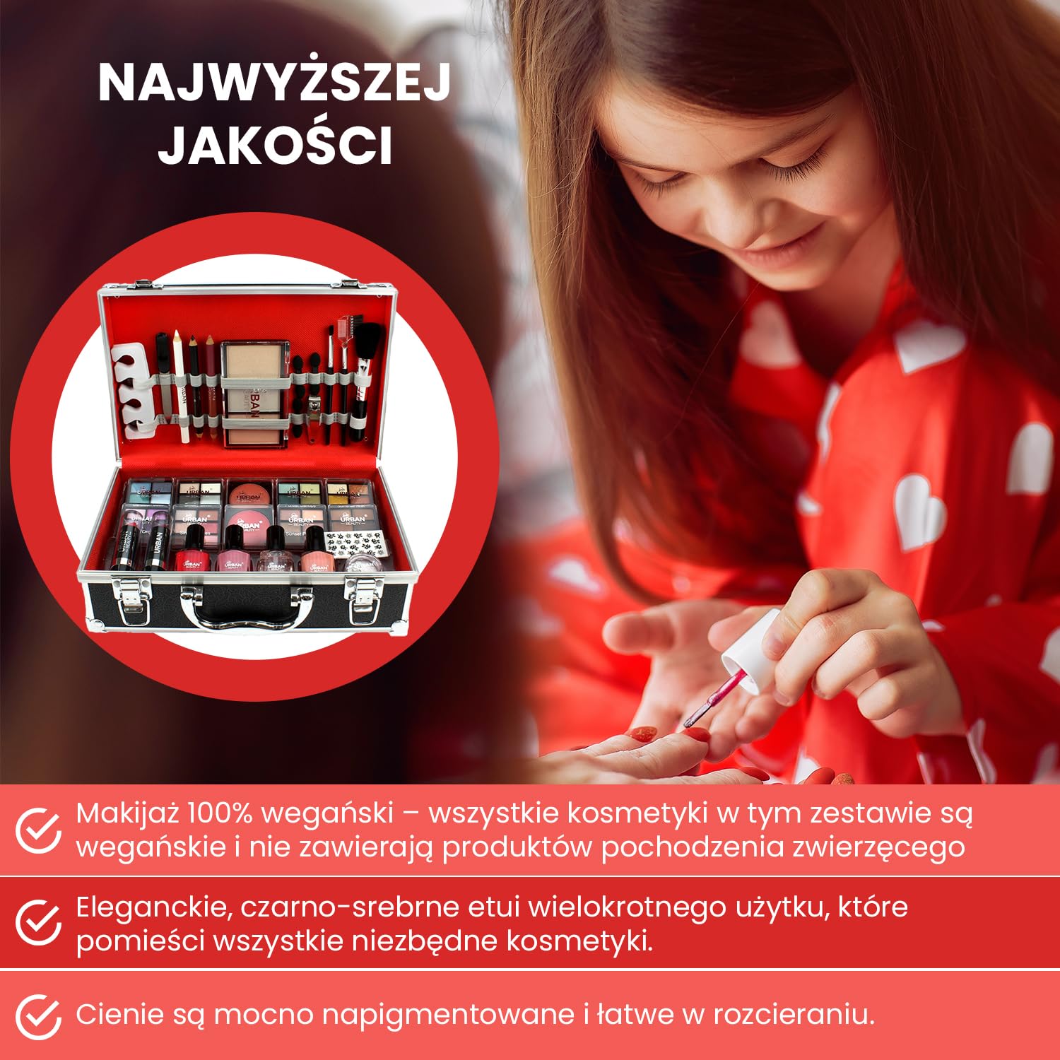 Love Urban Beauty Wegański Divine Beauty Francuski zestaw do makijażu manicure – 76-częściowe zestawy do makijażu – Obejmuje cienie do powiek, rozświetlacze, pomadki, róże, pędzle