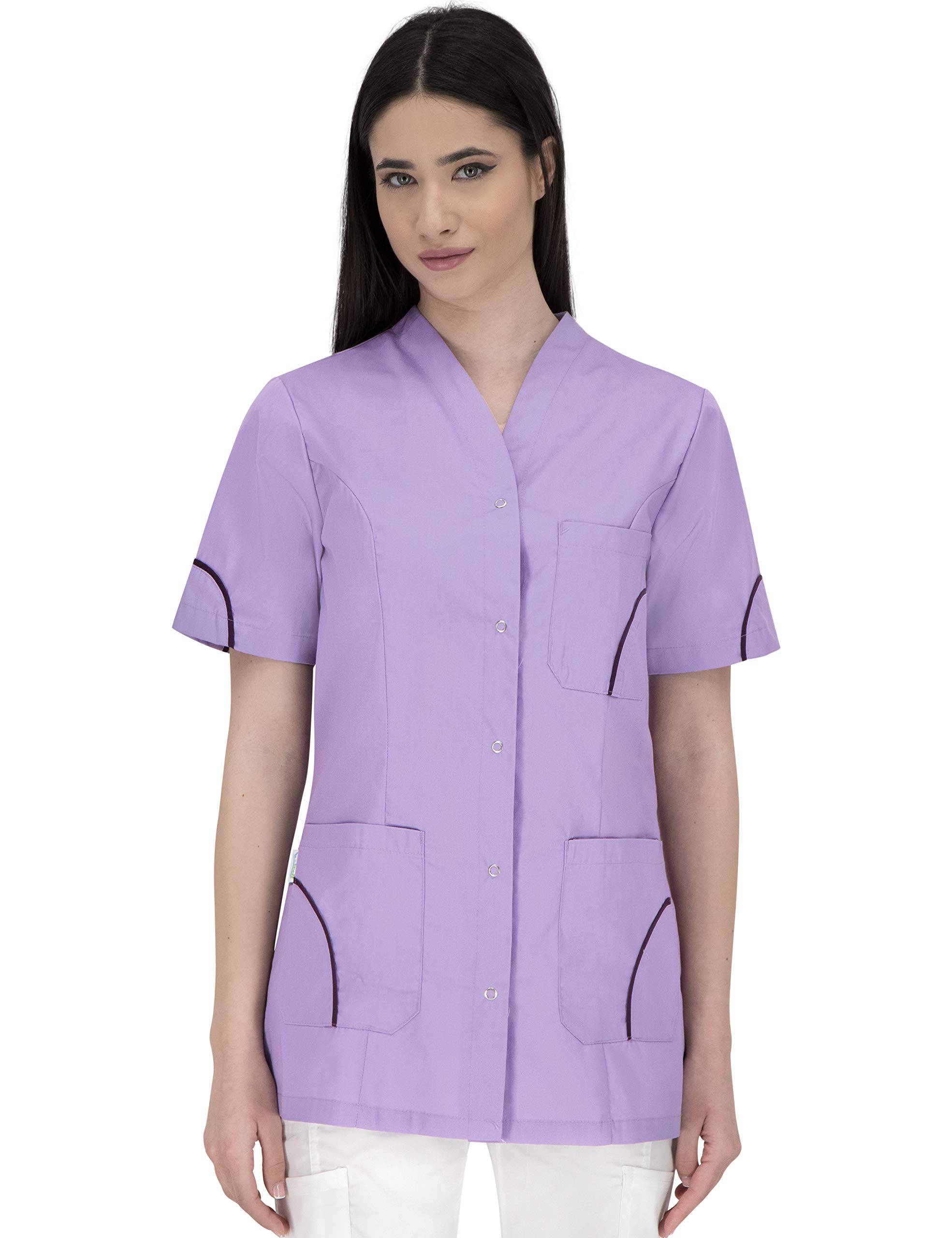 B-well Silvia Uniforme Sanitarios Mujer Uniforme Estetica Mujer Manga Corta Cuello V para Enfermeras, Dentistas, Médicos, Estudiantes y Veterinarios