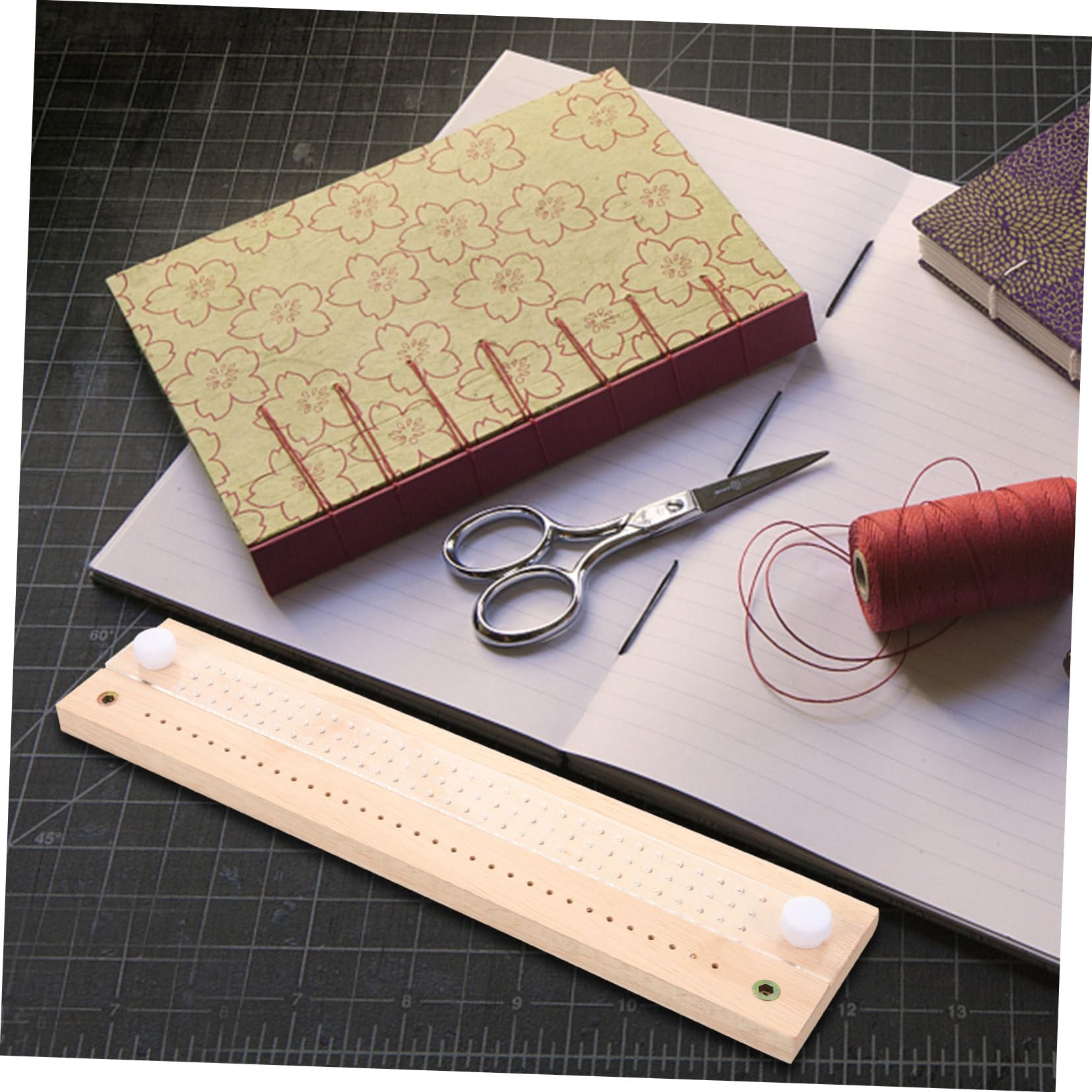 SHINEOFI Kit di Strumenti per Rilegatura Libri Fai da Te Perforatore e Cucitura, in Metallo e Legno, Resistente, per Uso Personale e Taccuini in Carta