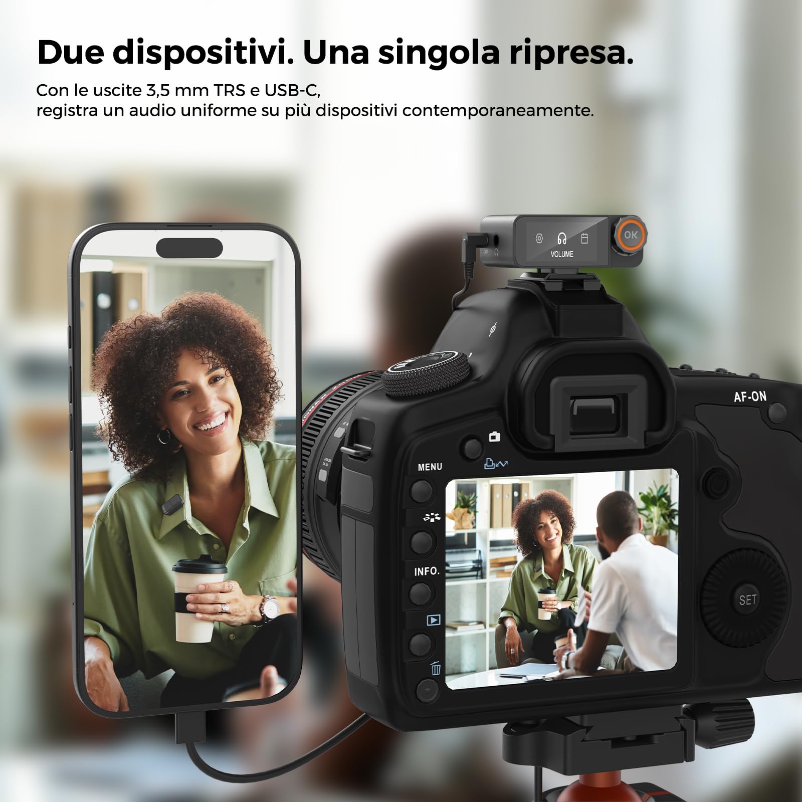 AWM28T Microphone Cravate Sans Fil pour iPhone/Android/Appareil Photo/PC | Micro-Cravate Sans Fil avec Mono/Stéréo, Piste de Sécurité, Réduction du Bruit IA, 48 kHz/24 bits, 54 h, Portée 100 m