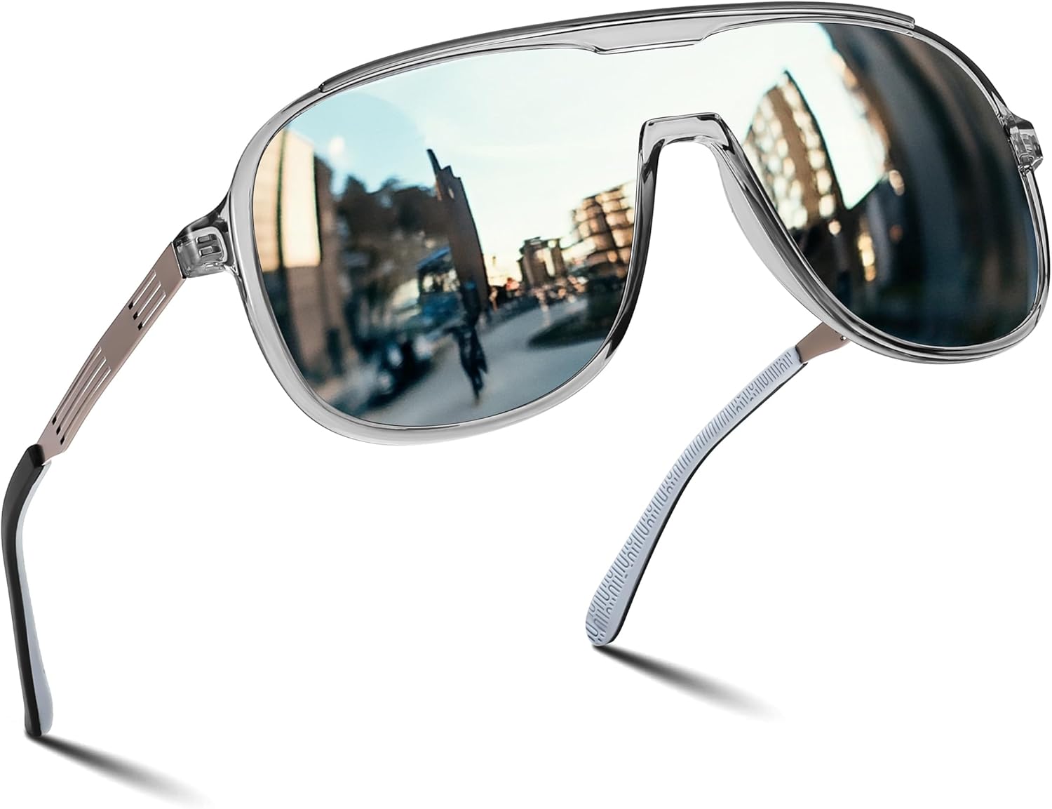 FEISEDY Polarized Sunglasses Men Mirrored One Piece Lens Shades Women Reflective UV Protection Sun Glasses B0277