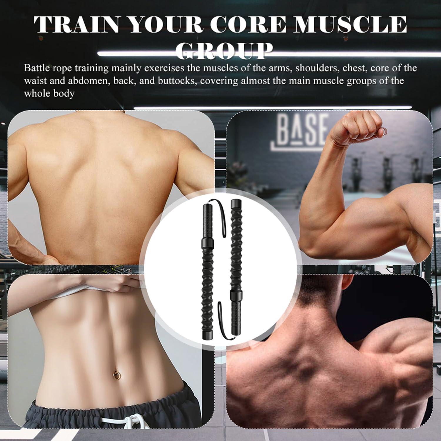 Ropeless Battle Ropes, przenośna lina powietrzna bez liny, trening HIIT obciążone liny, bez hałasu, dla mężczyzn, kobiet, ćwiczeń cardio i siłowych, boks