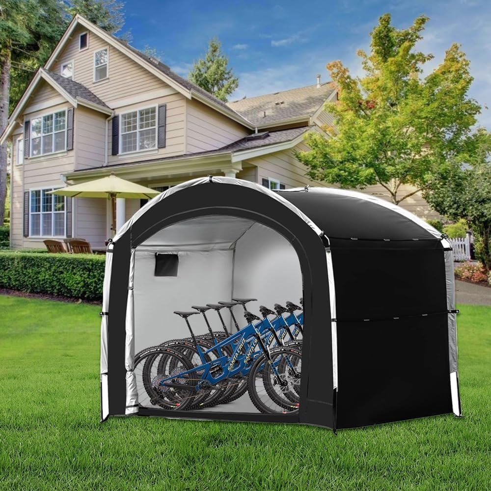 Tente de Rangement pour vélos,Abri Portable pour vélos,210D Oxford Fabric PU4000 Waterproof pour 2/3/4/6/8 vélos,Abri pour Moto,Outils de Jardin