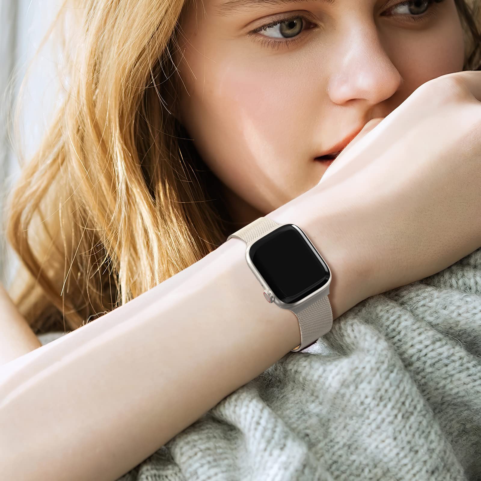 Higgs Métal Bracelet Compatible avec Bracelets Apple Watch 38mm 40mm 41mm 42mm 44mm 45mm 46mm 49mm Femme,Bracelet Double Magnétique pour iWatch Series 11 10 9 8 7 6 5 4 3 2 1 SE Ultra, Metal Milanais