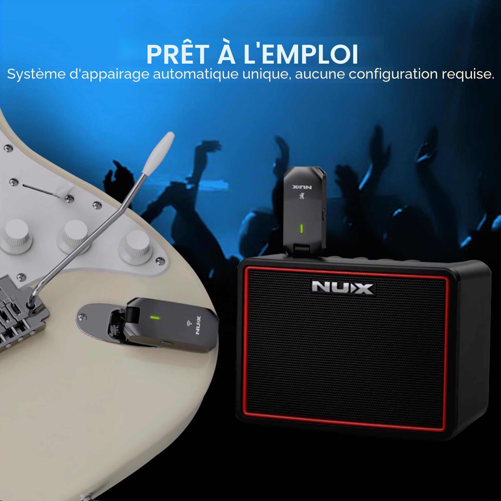 NU-X | C-5RC Kit de guitare sans fil rechargeable | Fréquence porteuse 5,8 GHz
