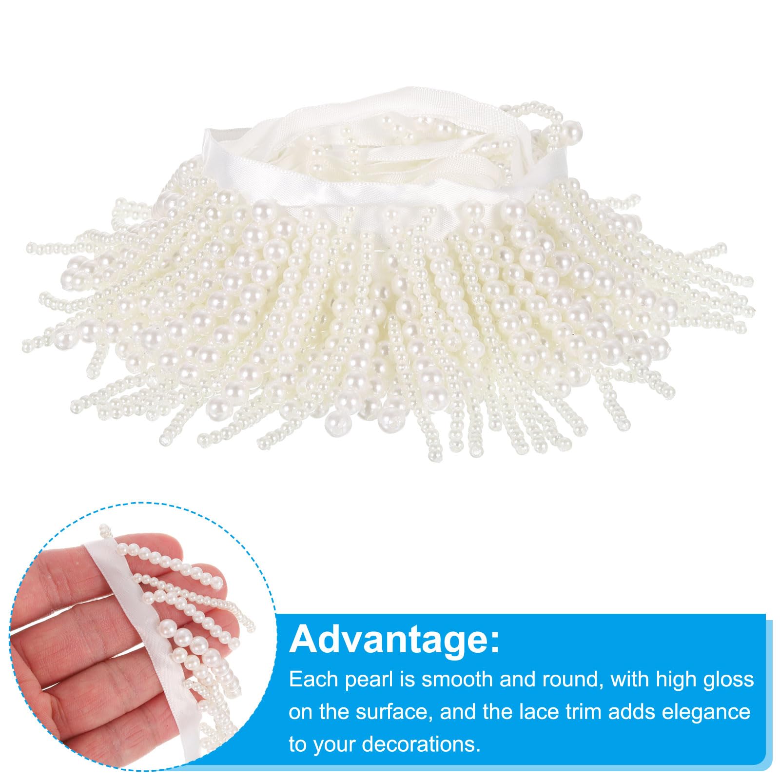 Kuasting Bordure à Franges En Perles Synthétiques De 9,1 M De