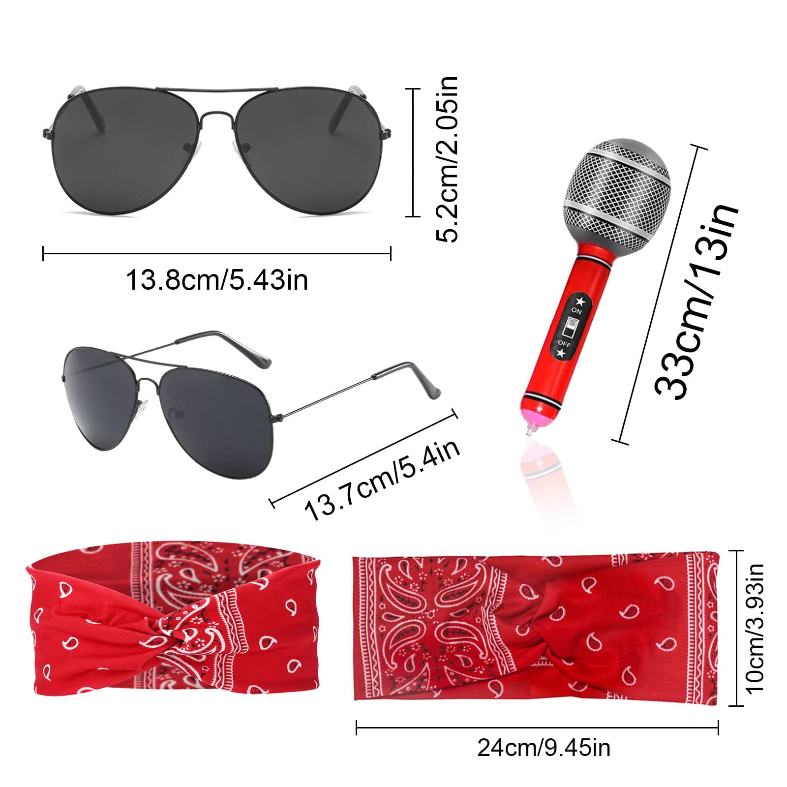 TSHAOUN 6 Pcs Punk Rocker Party Kit, Gothic Kit, 70s 80s 90s Disco Costume Accessories, Inflatable Microphone - Image 2