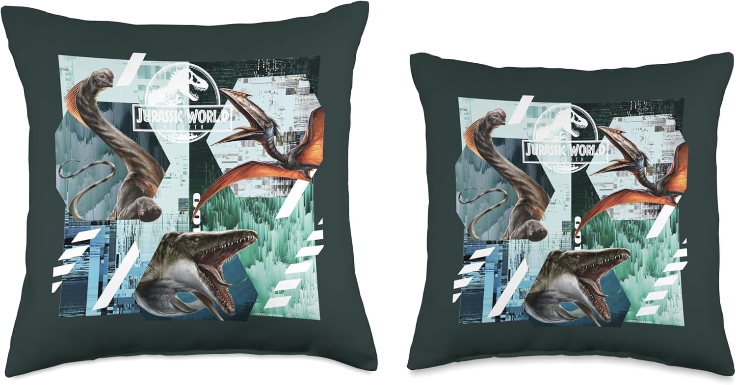 Jurassic World Rebirth Fragmented Titans Throw Pillow