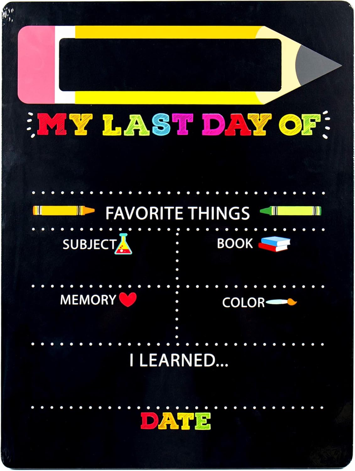 Horizon Group USA My First Day/Last Day of School Wooden Chalk Board, Reversible 12 X 16 Photo Prop, Reusable, Double-Sided Chalkboard Sign, Back to School Essential for Preschool, Elementary School : Toys & Games