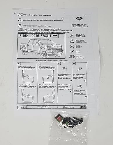 Miniatura 8 de Ford 2015-2020 F-150 sin molduras de labio de rueda Moldings OEM moldeado Splash Guards Mud Flaps