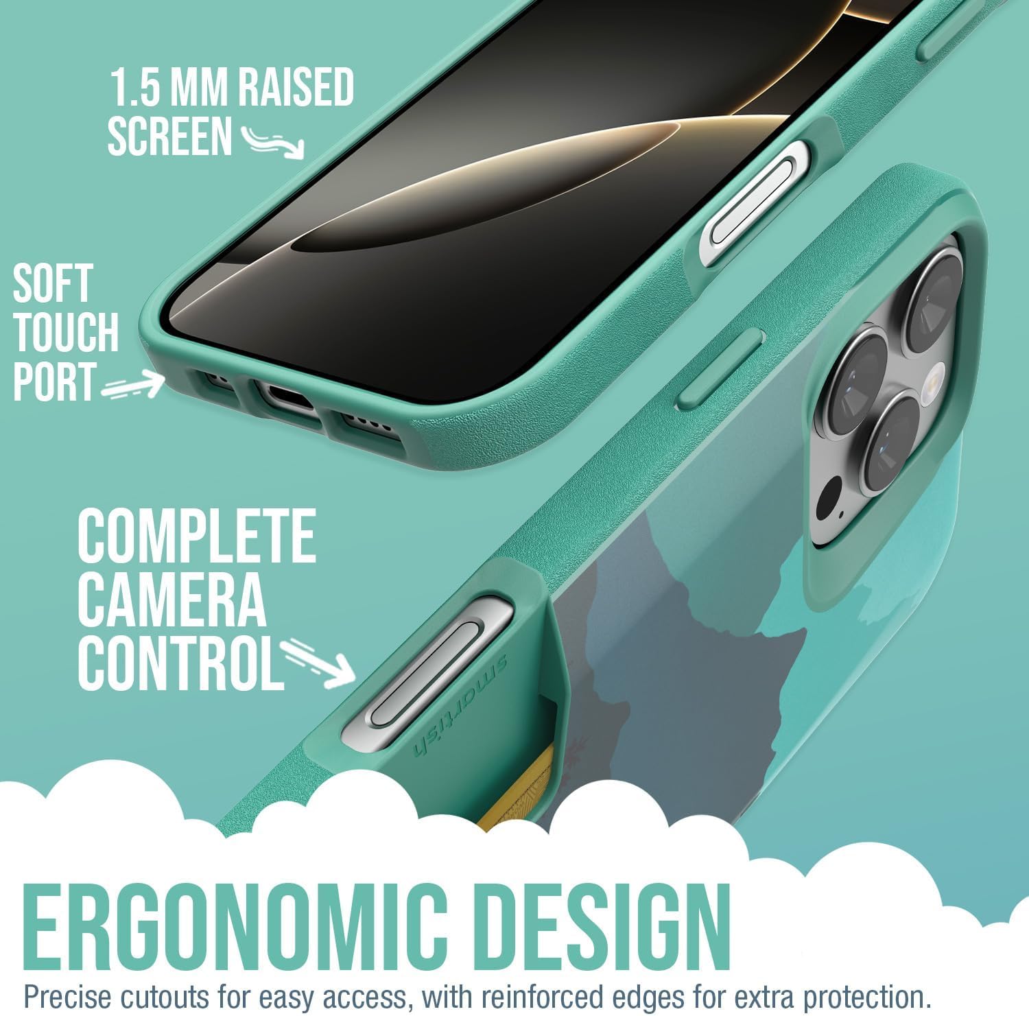 Smartish® iPhone 16 Pro Max Wallet Case - Wallet Slayer Vol. 1 [Slim + Protective] Credit Card Holder - Drop Tested Hidden Credit Card Slot Cover for Apple iPhone 16 Pro Max - Moving Mountains