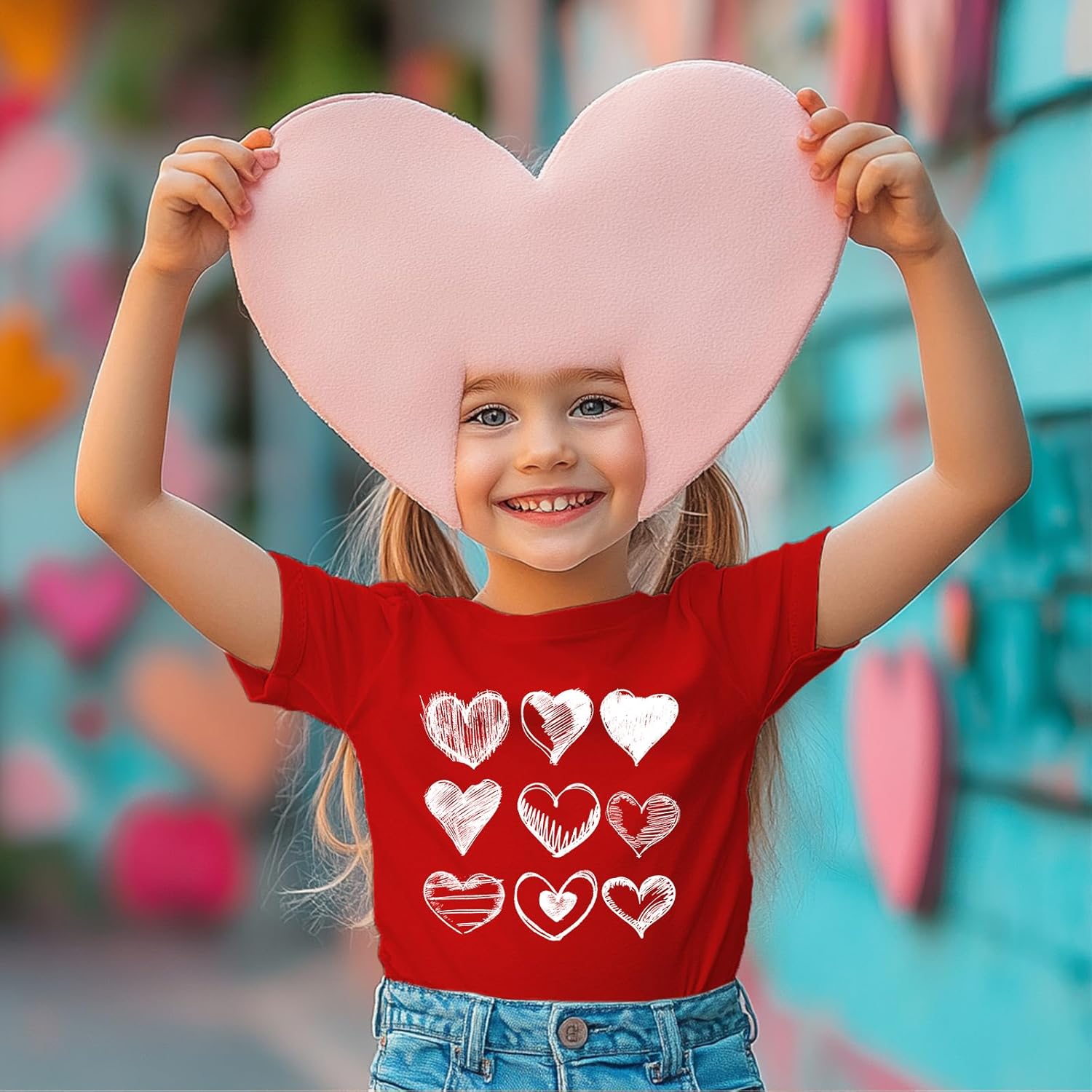 Toddler Girls Valentine's Shirt Cute Love Heart T-Shirts Kids Valentine's Shirts 2-10 Years - Image 2