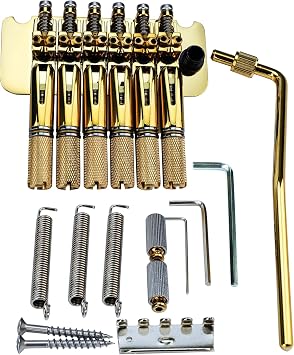 10.5mm Headless Electric Guitar Bridge Gold Brass Block Saddle Hardened Steel Plate 2 point tremolo bridge for 6 String Headless Electric Guitar Replacement parts