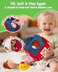 Hahaland Montessori Jouets pour bébés 6-12 mois - Grange surprise avec jouets d'animaux de ferme farcis pour bébés avec hochet & Miroir, jouets sensoriels pour les bébés garçon fille, jouets de voyage pour les enfants 1-3