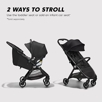 Baby Jogger City Tour 2 Ultra-Compact Carry-On Approved Travel Stroller with Belly-Bar, Lightweight Baby Stroller with Easy One-Step Fold, Baby Travel Essential, Eco Black
