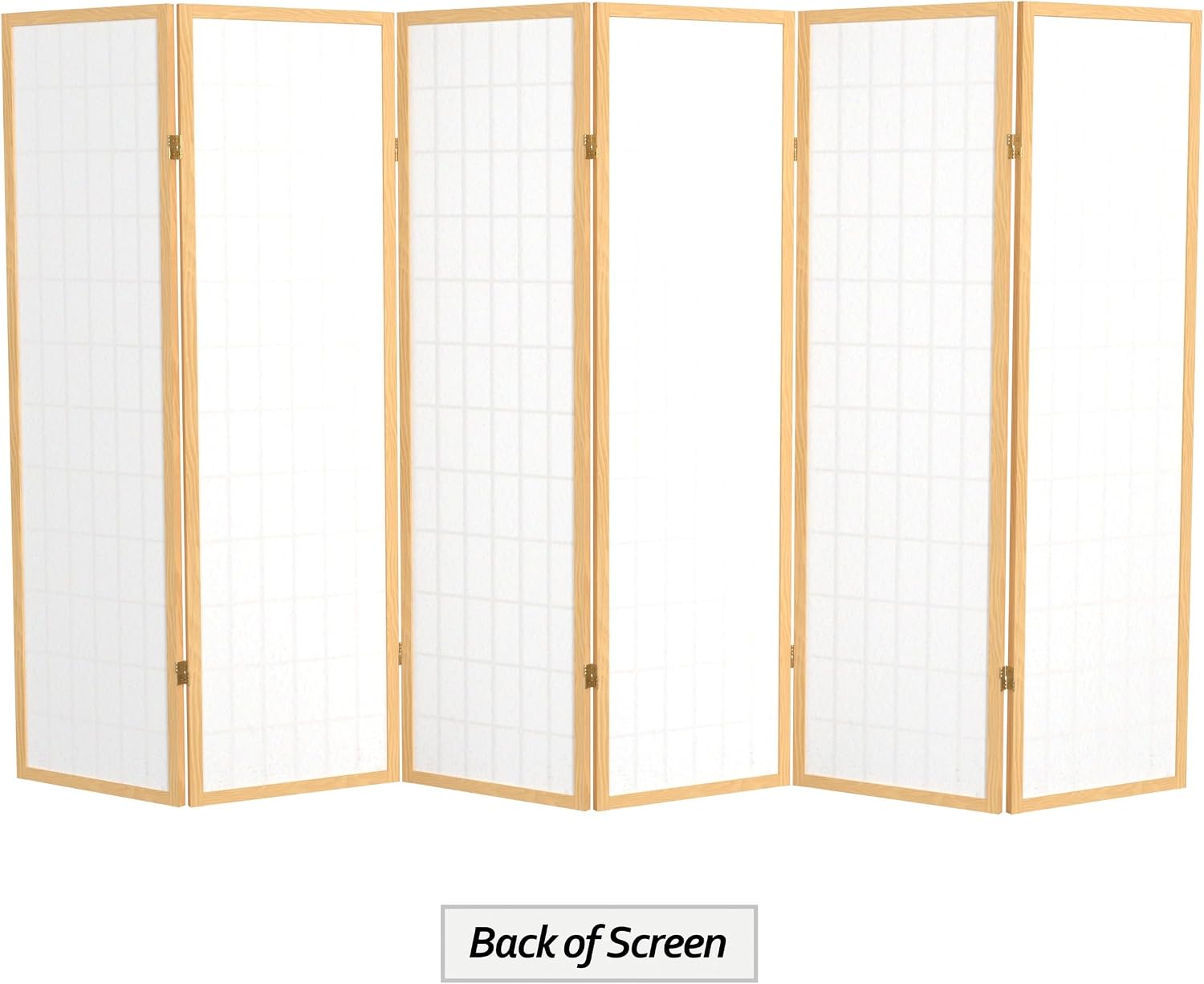 Red Lantern 5 ft. Tall Window Pane Shoji Screen - Natural - 6 Panels