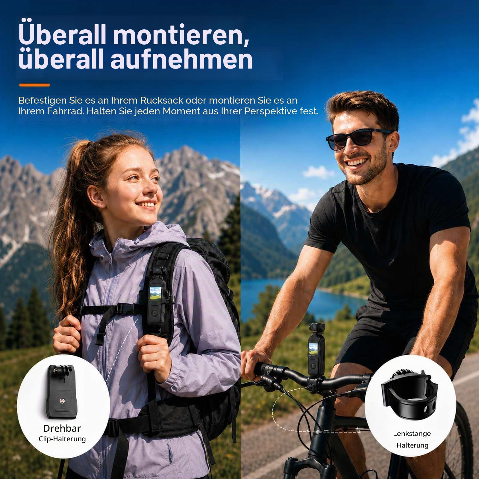 Vlog Kamera 1080P, Mini Pocket Camera/Bodycam mit Ladegriff für Lange Laufzeit, 32 GB Karte, 270°/130° Drehobjektiv, WiFi, 1,33" Touchscreen, tragbare POV Kamera für Alltag