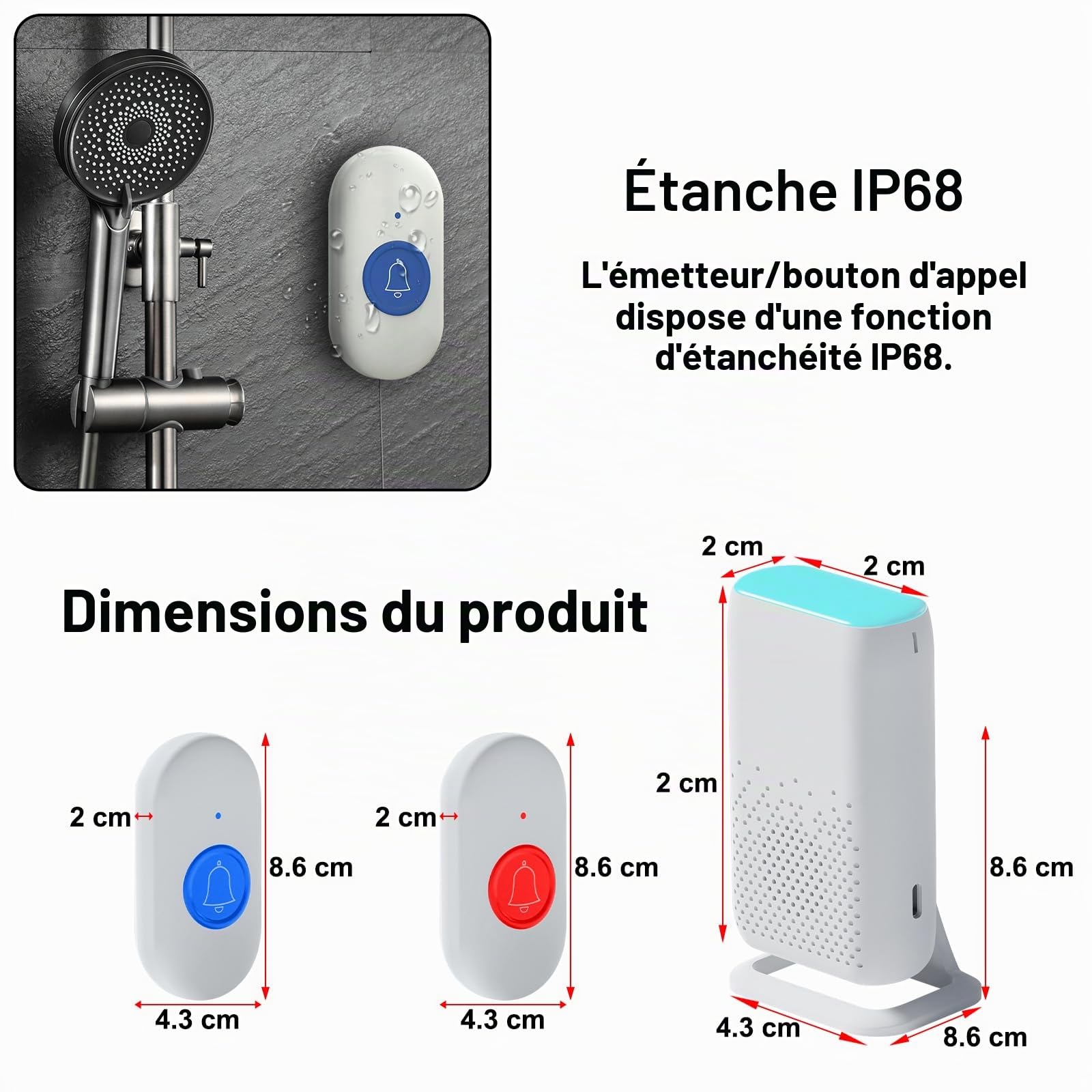 Maison Alerte Alarme Vibration Sans Fil Patiente Personne Personne âgée Personnelles SystèMe d'Alarme et Bouton d'appel d'urgence Alarme Pager (2 à 2)