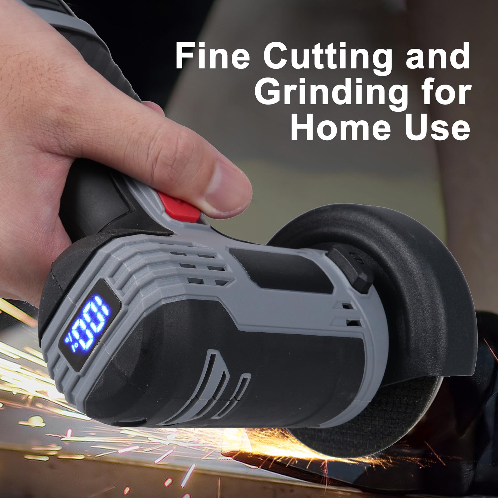Weytoll Mini Amoladora Angular sin Escobillas de 17000 RPM, 16,8 V Amoladora Angular Inalámbrica con 2 * 1500 mAh Batería, Pantalla Digital LED para Cortar Ladrillo Pulido, Madera, Piedra y Acero