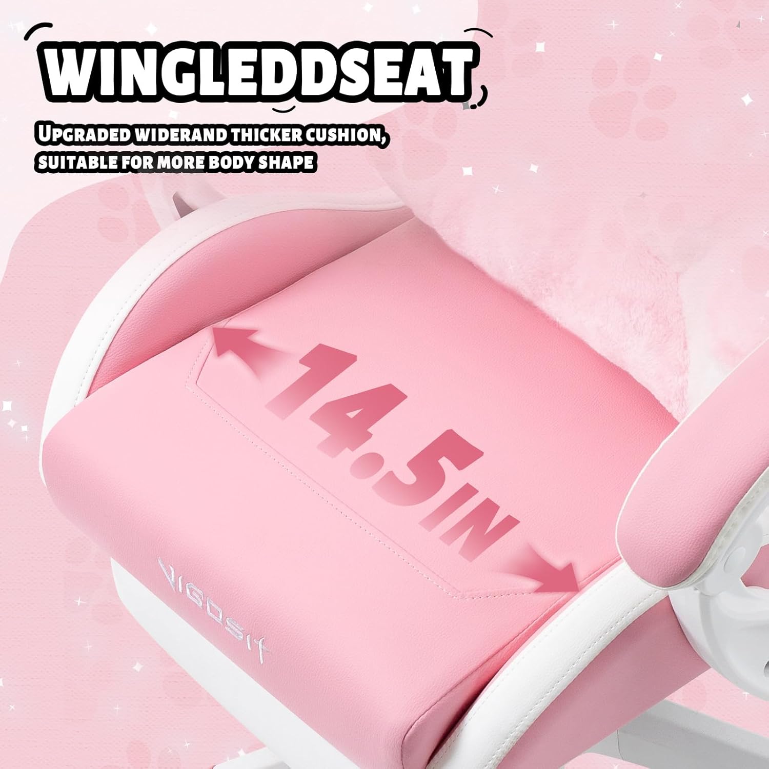 Pink Cat Ear Gaming Chair with Footrest - Cute Gaming Chair for Girls, 310lbs Capacity, Adjustable Height & Lumbar Support, Ergonomic Computer Chair for Teens