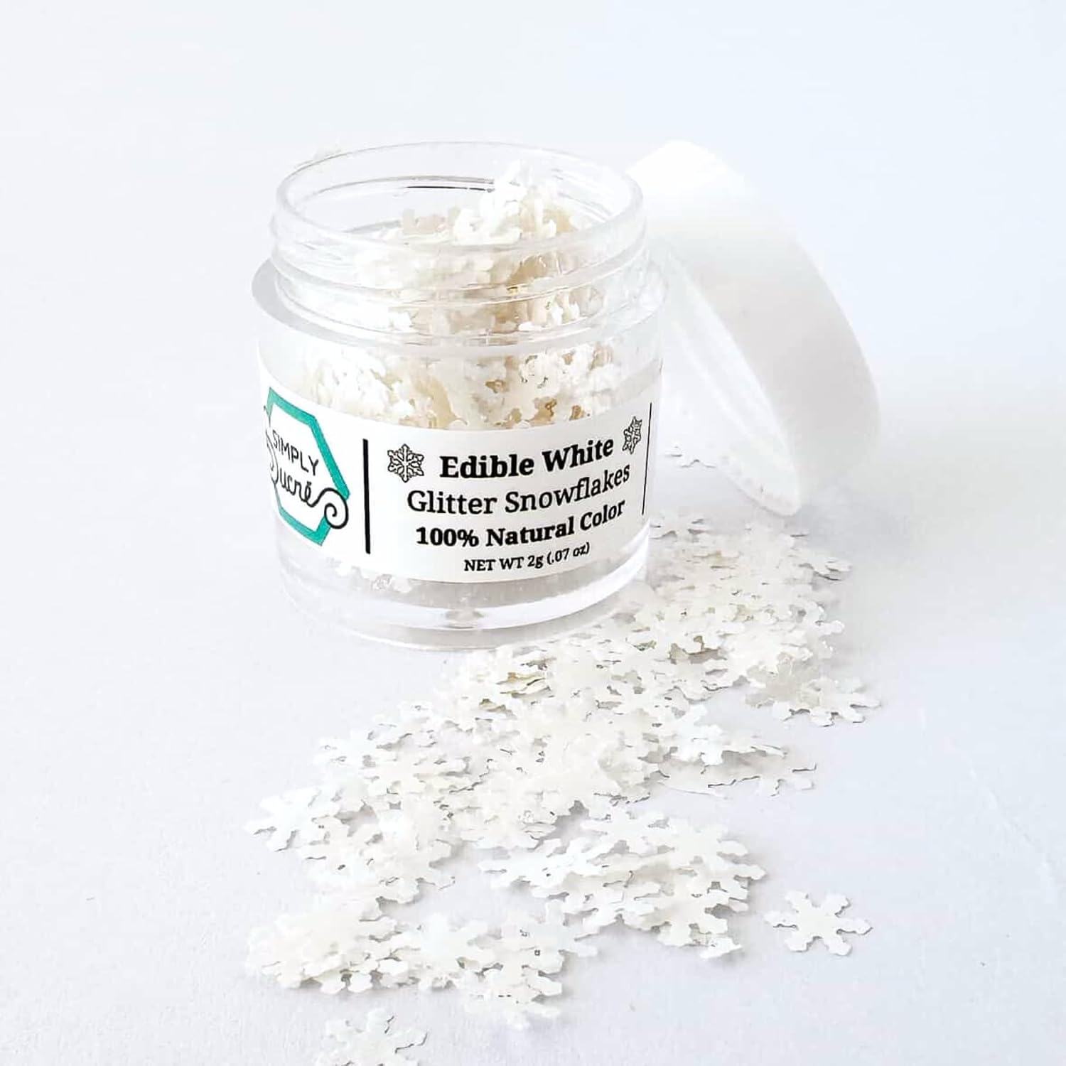 Dye-Free Edible Glitter Snowflakes - Vegan, Gluten-Free & Non-Toxic | Perfect for Cakes, Cupcakes, Drinks & Desserts by Simply Sucré (Combo, All 3 Colors)