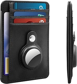 Airtag Wallet Case, Leather Airtag Wallet Holder, Slim Minimalist Front Pocket Wallet with Airtag 2021 Holder,Wallet with Apple AirTag Case for Men.