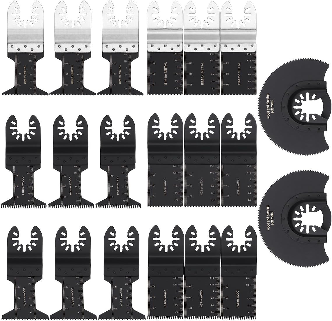 Powerextra 20 Metal Wood Oscillating Multitool Quick Release Saw Blades Fit Fein Porter Cable Black & Decker Bosch Craftsman Ridgid Ryobi Makita Milwaukee Dewalt Rockwell Chicago