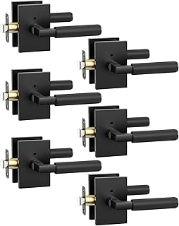 Asidrama 6 Pack Black Privacy Door Handles, Door Lever with Door Knobs Indoor for Bedroom or Bathroom, Heavy Duty Door Handles Interior with Locks for Left Right Sided Doors