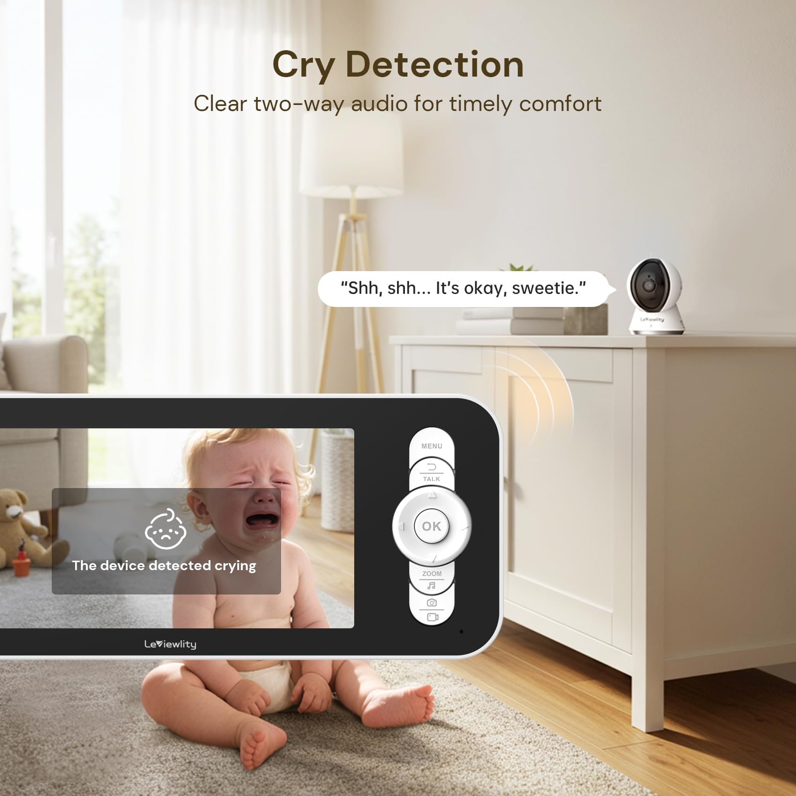 Moniteur pour bébé avec caméra et audio, moniteur vidéo HD 1080p de 5 pouces avec batterie de 30 heures, 5000 mAh et portée de 305 m, zoom 8x, vision nocturne infrarouge, mode VOX,