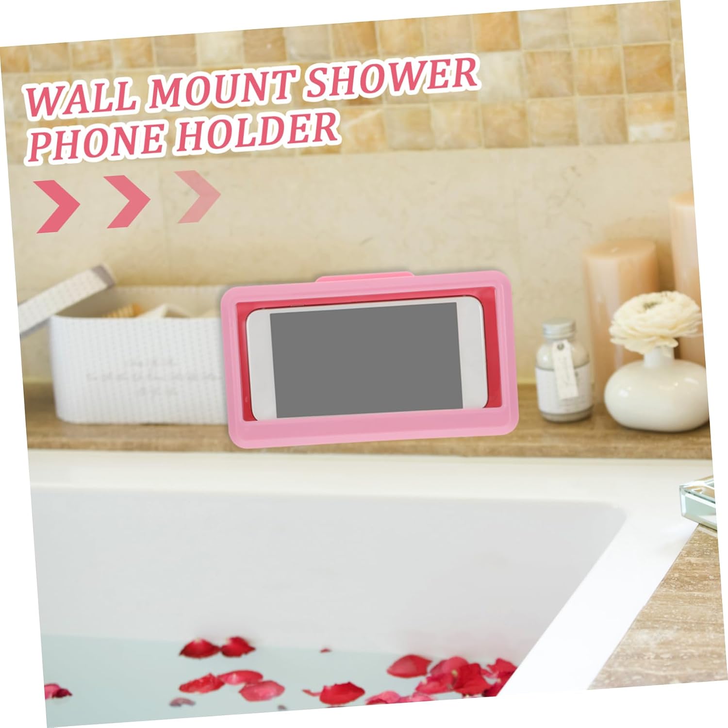 STOBOK Adjustable Waterproof Shower Phone Holder for Bathroom Wall Mount Universal Mobile Stand Detachable Design Suitable for Showers and Kitchens image 2