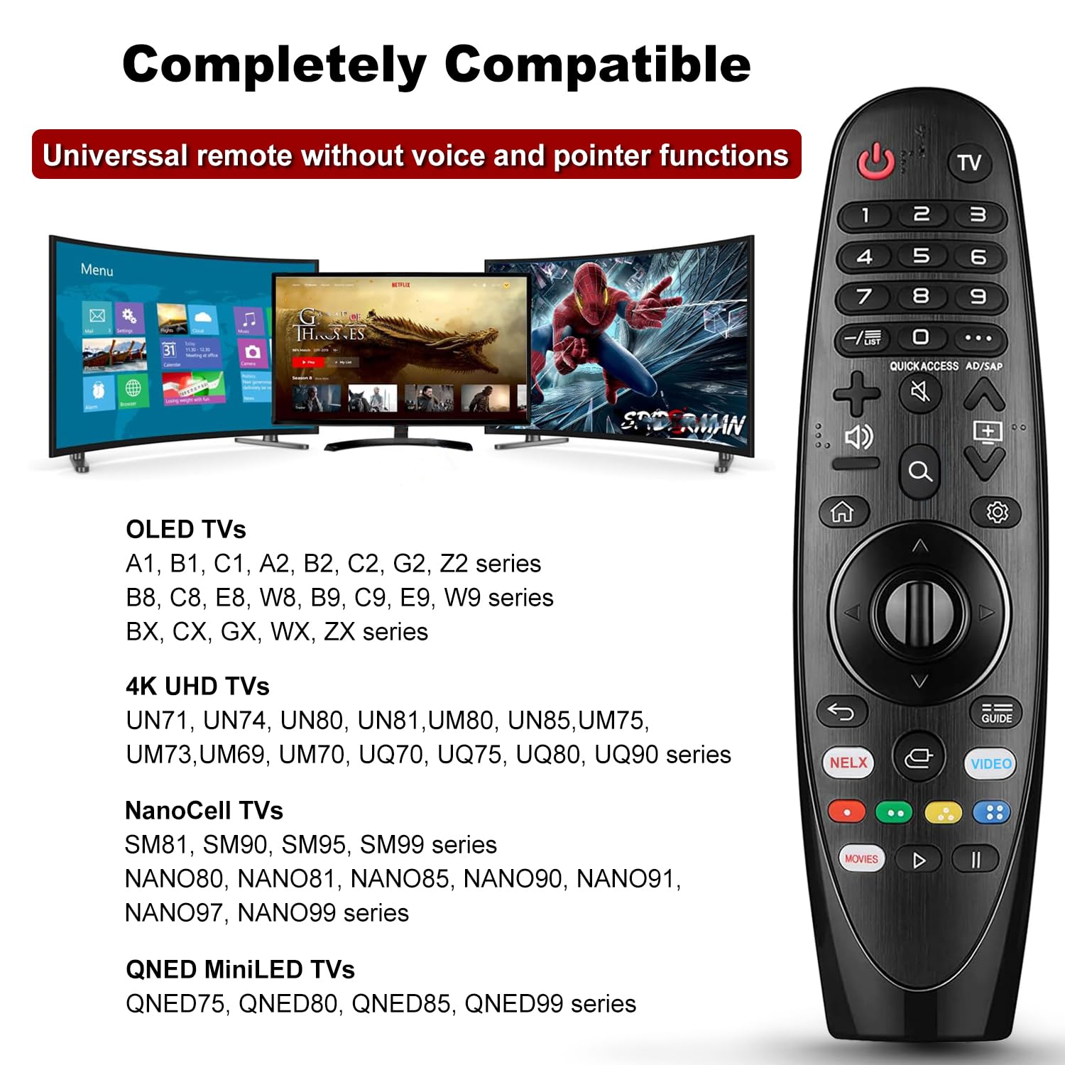 telecomando universale compatibile con LG Smart TVs - Senza funzioni vocali e puntatori