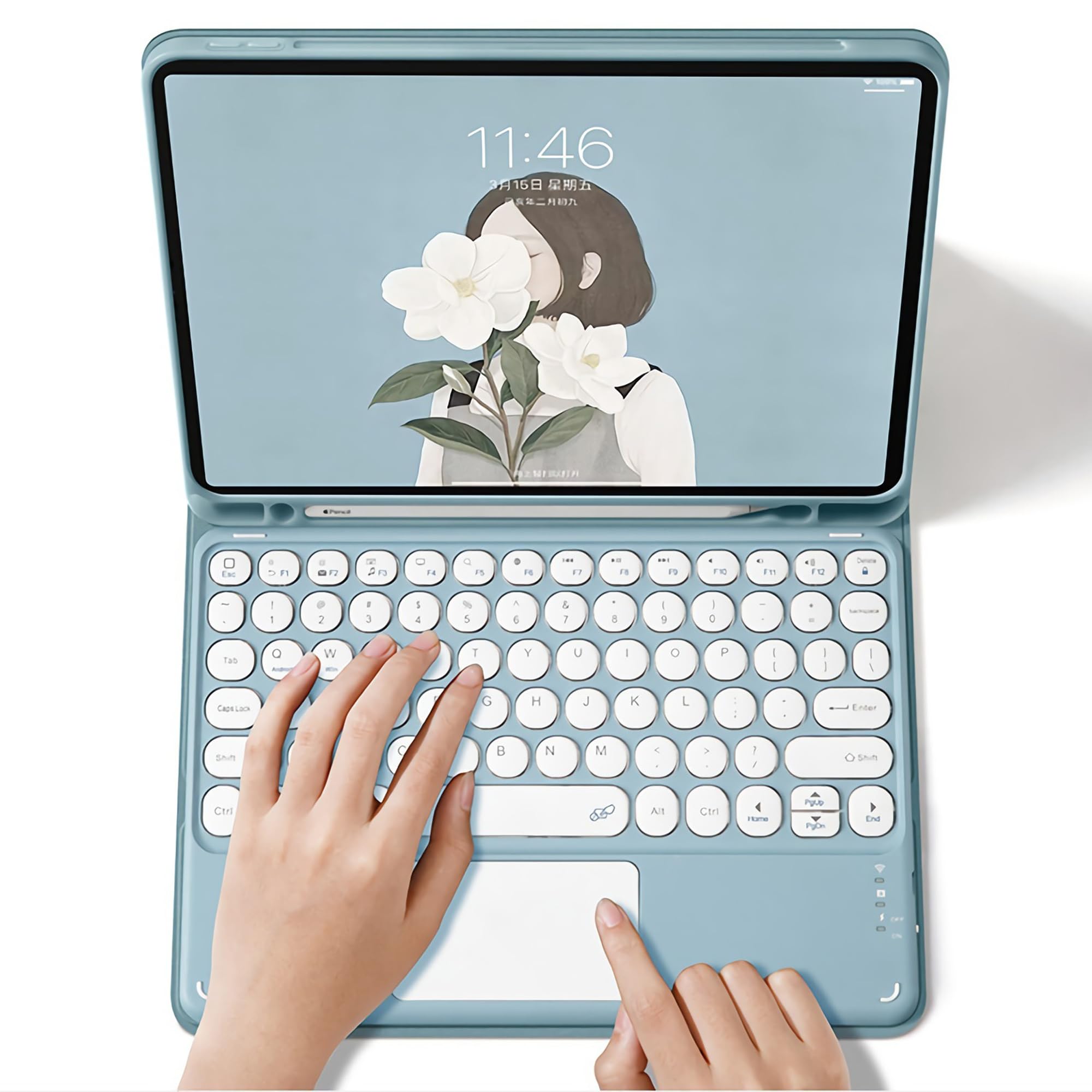 Etui klawiaturowe do Samsung Galaxy Tab S10 Lite 10,9" 2025, podświetlany 7 kolorów, inteligentny panel dotykowy, odłączana magnetyczna klawiatura bezprzewodowa z uchwytem S Pen, ciemna zieleń1
