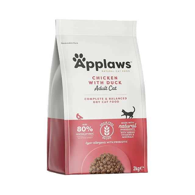 Applaws Alimento Seco Natural sin Granos para Gatos Adultos, Pollo Natural con Pato Extra