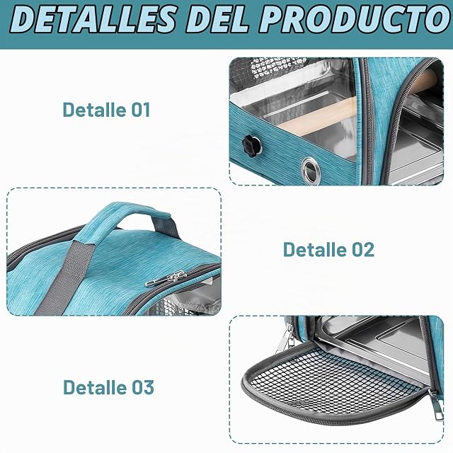 Foto 3 de 7 de WIYETY Transportbox Transportbox Transportbehälter für Vögel: Rucksack für Vögel mit Sitzstange und Edelstahl…