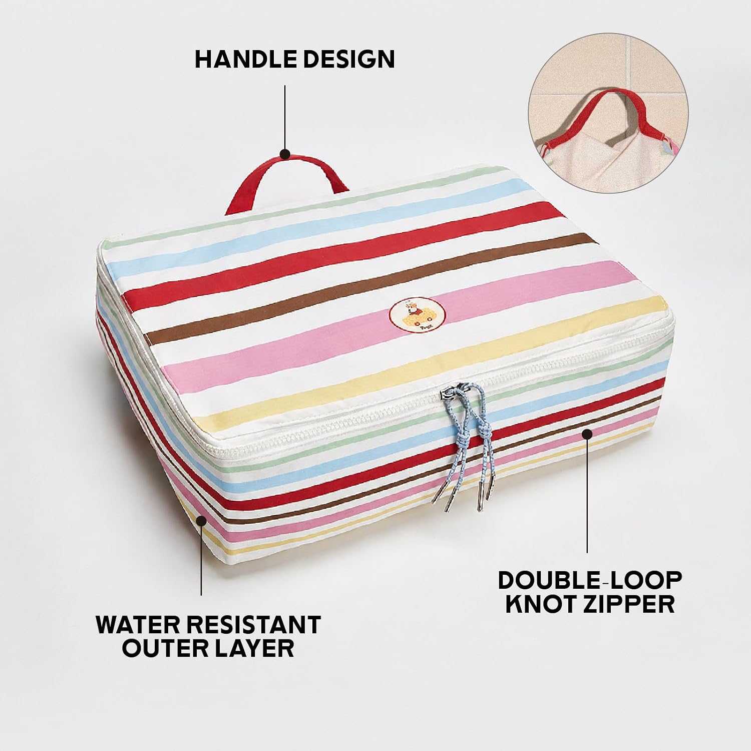 Tagi. Popcorn Stripes Compression Packing Cube for Travel – Waterproof Durable Luggage Organizer Bag, Smooth Zipper Space Saver for Suitcase, Must-Have Travel Accessory, Large