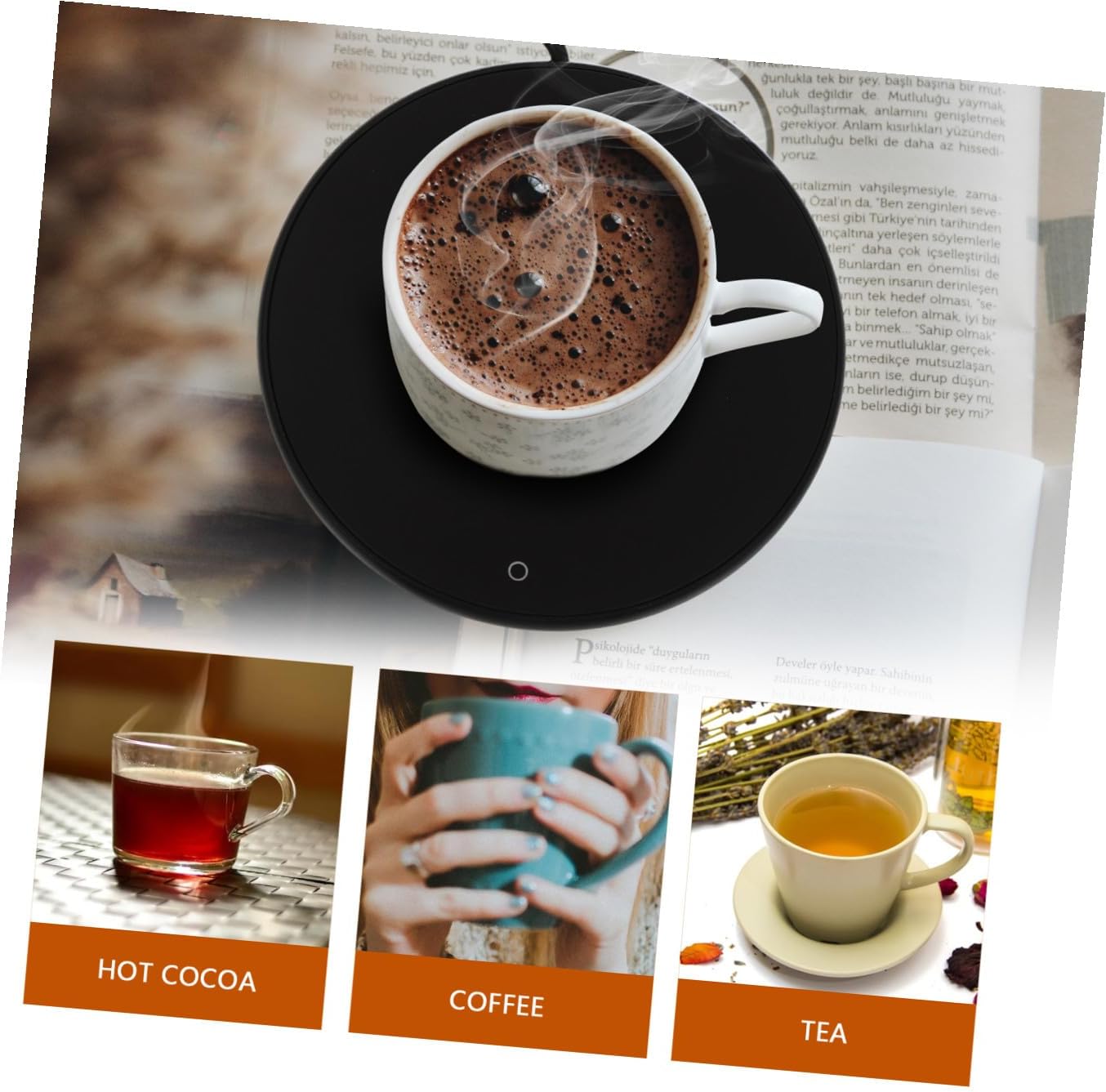 USB Cup Warmer with Adjustable Temperature Touch Control Portable Heating Coaster for Coffee Tea Milk and Soup Safe USB-Powered Reusable Heating Pad for Home and Office Use
