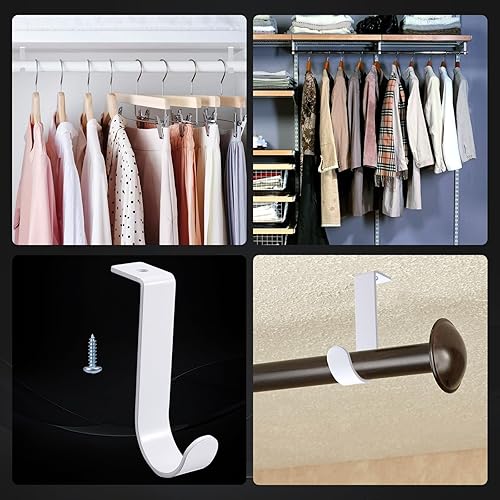 Miniatura 5 de OwnMy 4 soportes de barra de armario resistentes de 1 a 1.5 pulgadas, soportes redondos para barra de armario, soporte de poste de barra, soportes