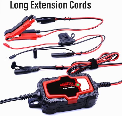 Miniatura 6 de Cargador de batería de coche de 1 A, cargador de goteo totalmente automático de 6 V y 12 V, mantenedor de batería inteligente para automóviles,