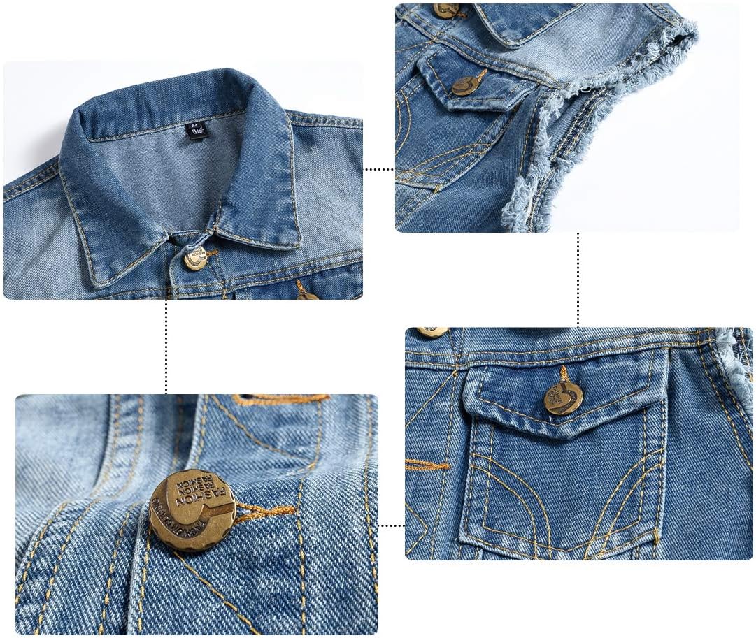 Mens Casual Denim Vest Sleeveless,Vintage Jean Vest Button Down - Image 3