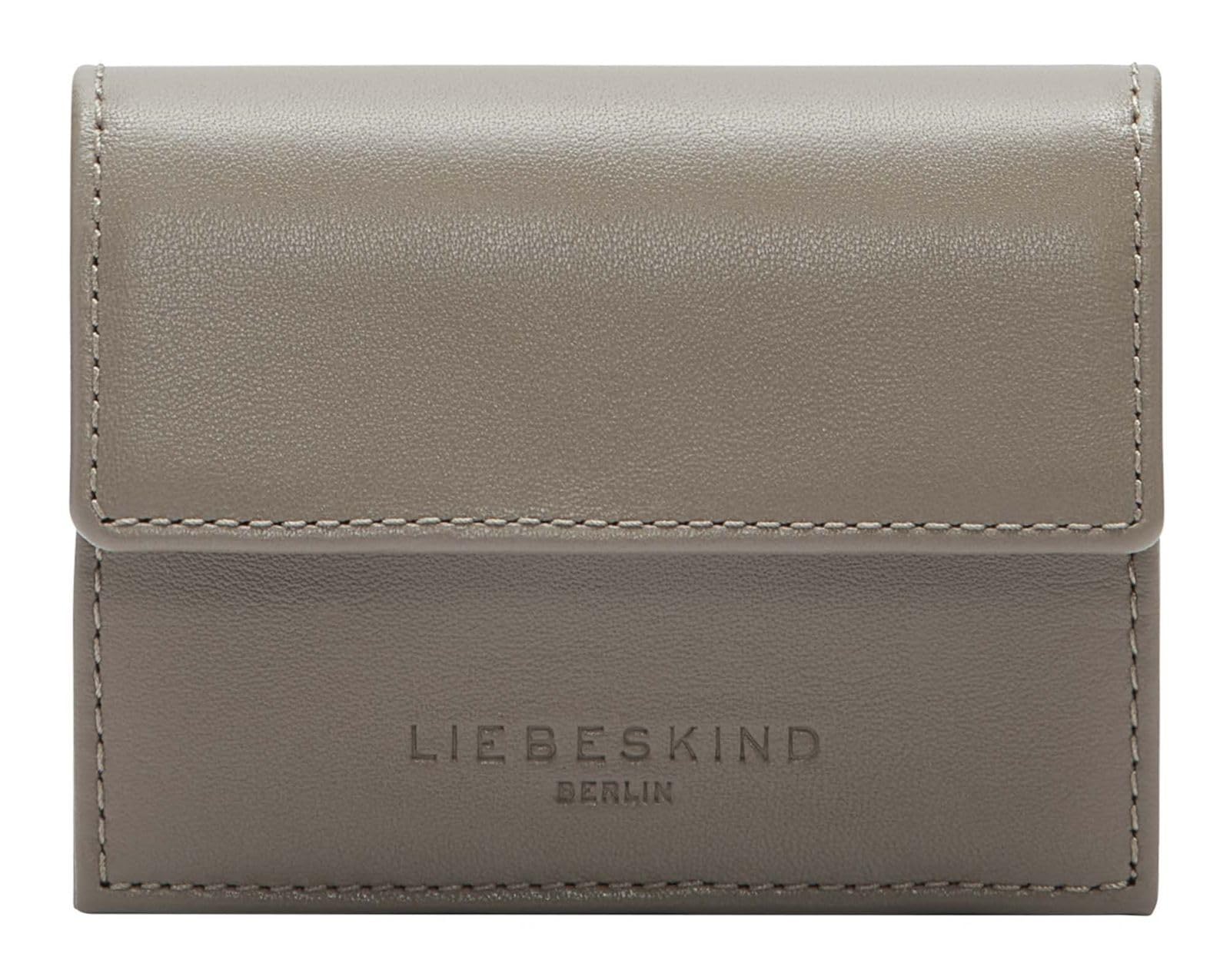 LIEBESKIND Berlin Leather Purse Soft Nappa Akkordeon Wallet Neutral Gray Taupe