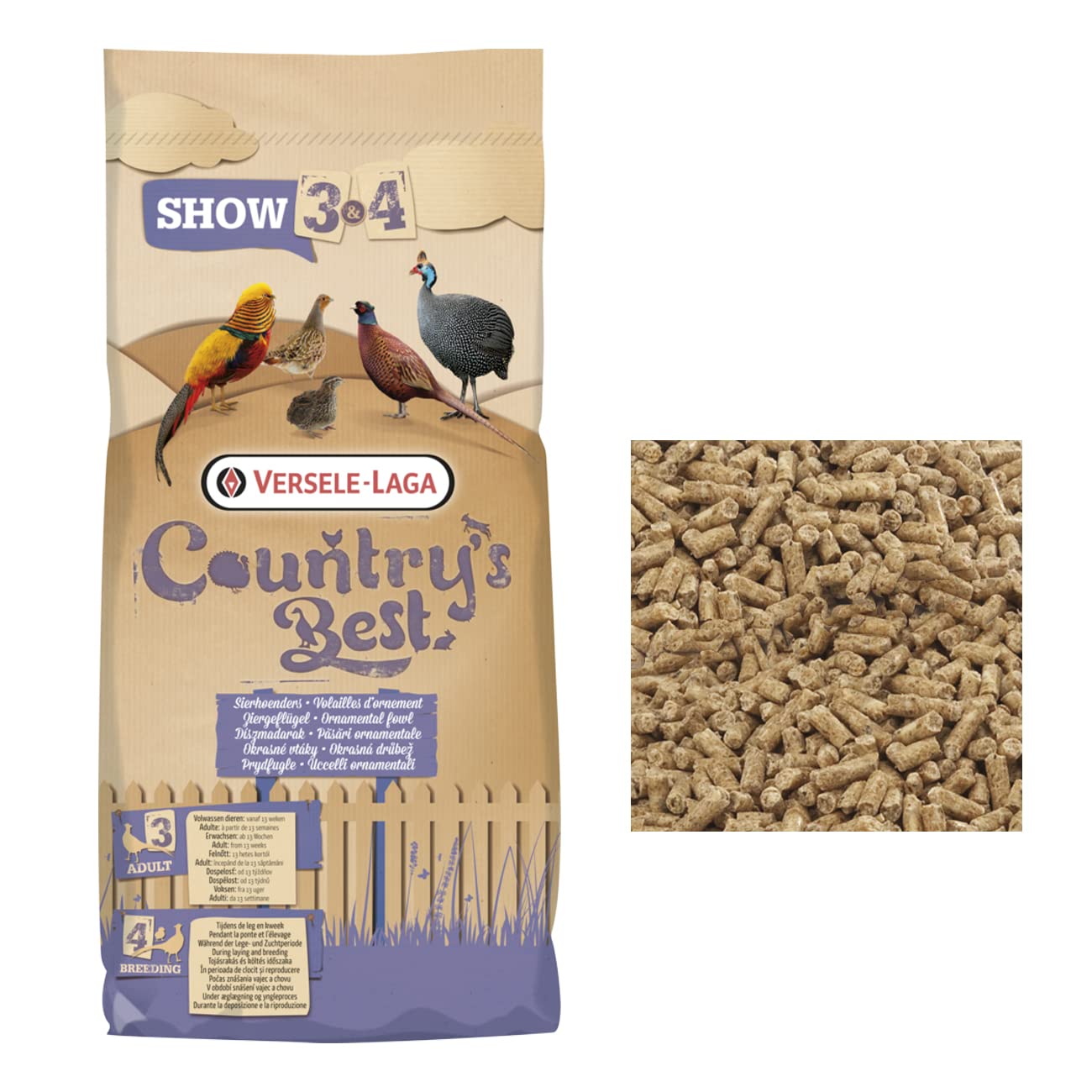 Pienso perdices, faisanes, codornices. Show 3 Pellet. Versele laga (20 kg)