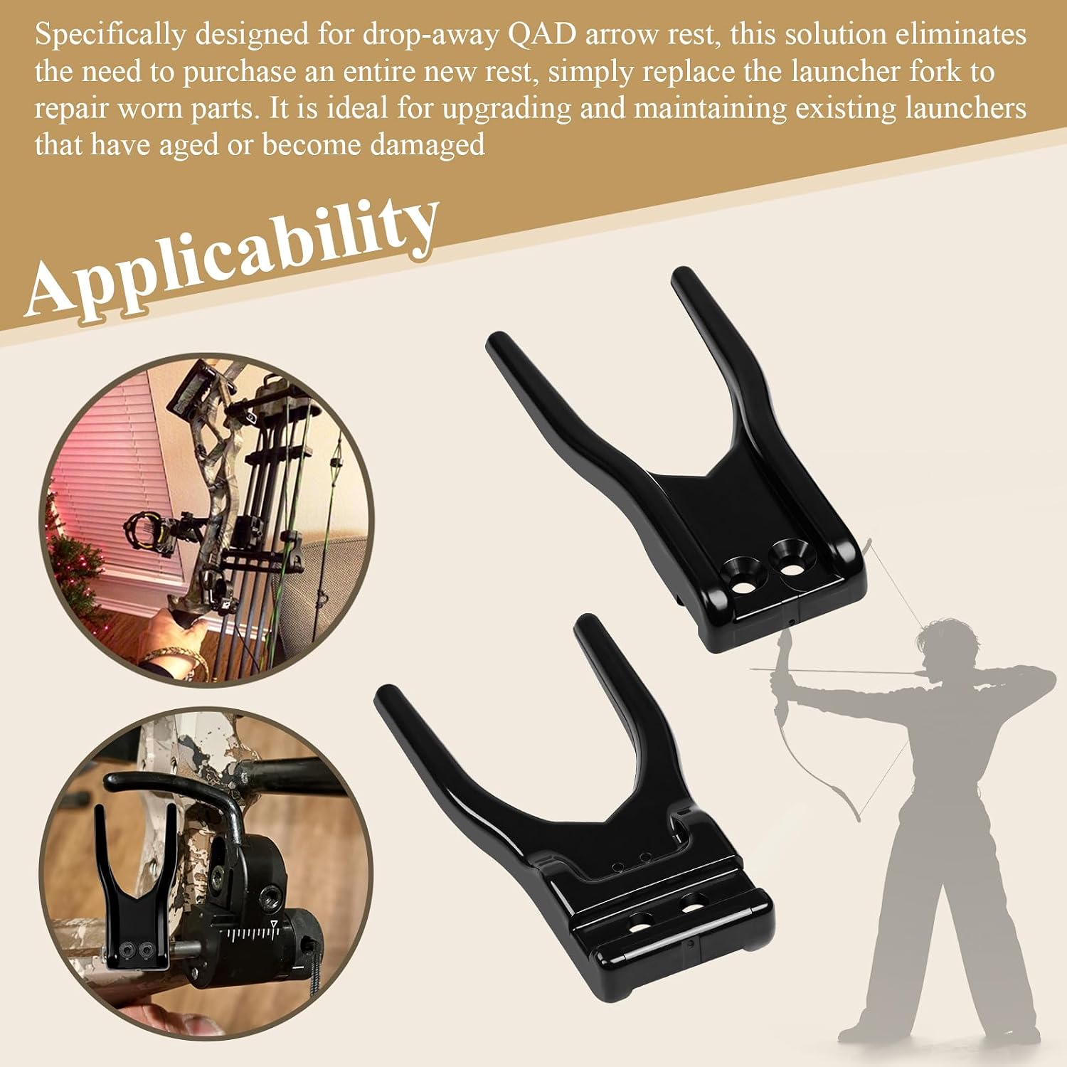 Drop Down Arrow Rest Launcher Fork Kit for Drop-Away QAD Arrow Rest | TL1 Launcher Fork with Hex Wrench & Screws, Provides Extra 1/8" Drop for Better Arrow Clearance, Durable, Easy Swap, 1 Set